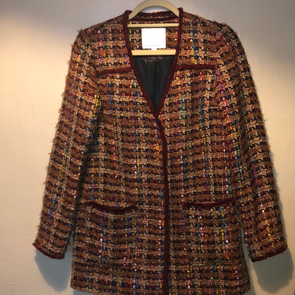 Anthropologie longline Bouclé jacket